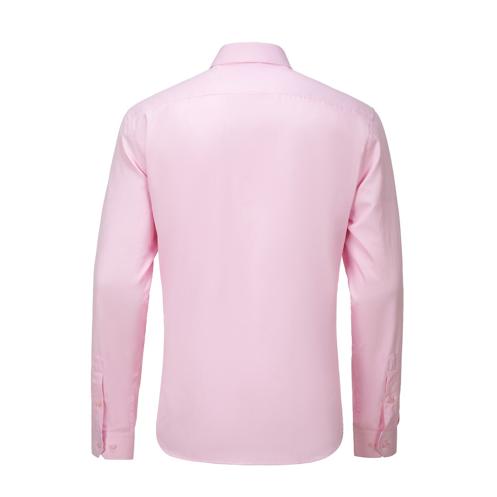 Pink Men's Urban Stylish Casual Business Slim Fit Long Sleeve Button Up Dress Shirt Yuanlu