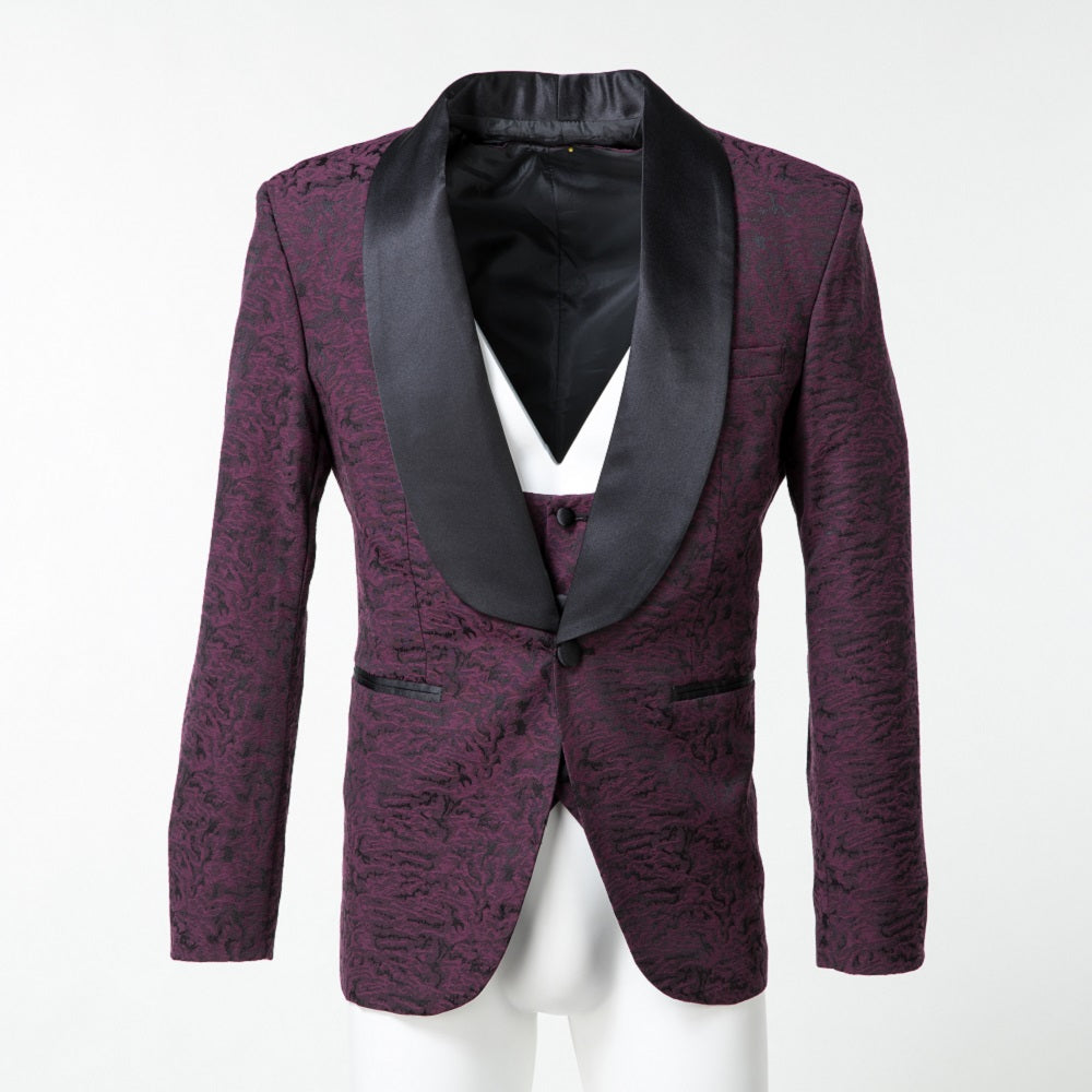 New Arrival Purple Unique Patterned Party Banquet 3 Piece Men Suits Yuanlu