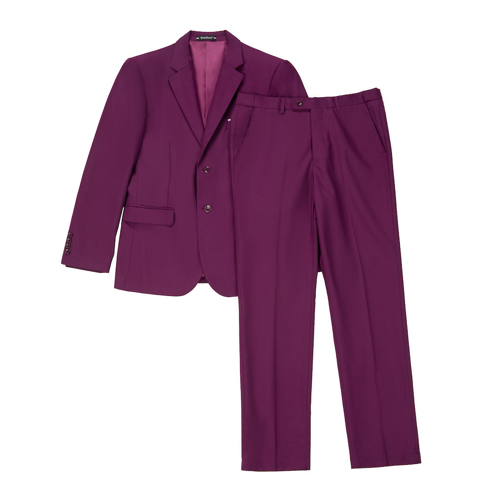 Purple Two Button Wedding 2 Pieces Men's Suits Jacket+Pants Yuanlu