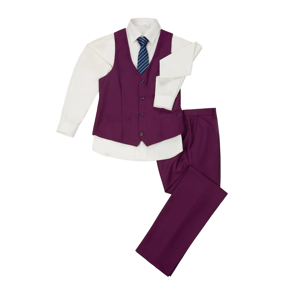 Purple Two Button Wedding 3 Pieces Slim Fit Men Suits Yuanlu