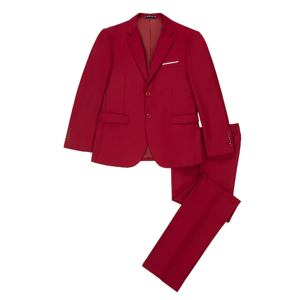 Red Two Button Wedding 2 Pieces Men's Suits Jacket+Pants Yuanlu