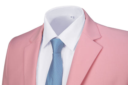 Pink Men's Two Button Blazer for Party, Wedding and Business Yuanlu