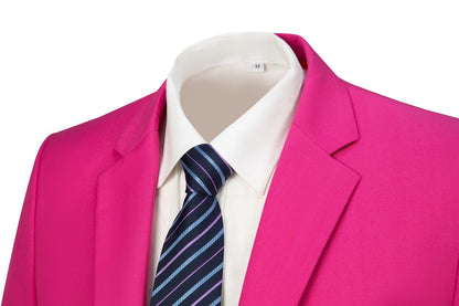 Fuchsia Men's Two Button Blazer for Party, Wedding and Business Yuanlu