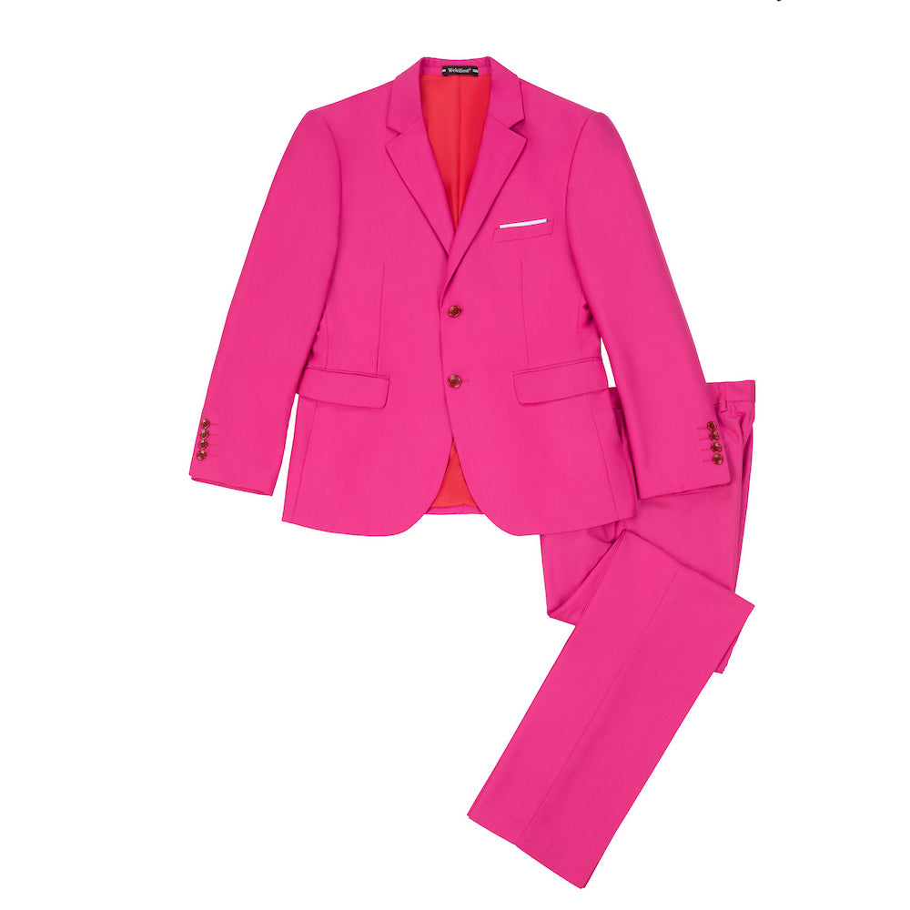 Fuchsia Two Button Wedding 2 Pieces Men's Suits Jacket+Pants Yuanlu