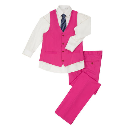 Fuchsia Two Button Wedding 3 Pieces Slim Fit Men Suits Yuanlu