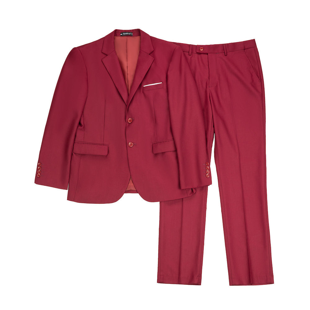 Red Two Button Wedding 2 Pieces Men's Suits Jacket+Pants Yuanlu