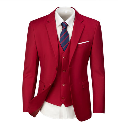 Red Men's Two Button Blazer for Party, Wedding and Business Yuanlu