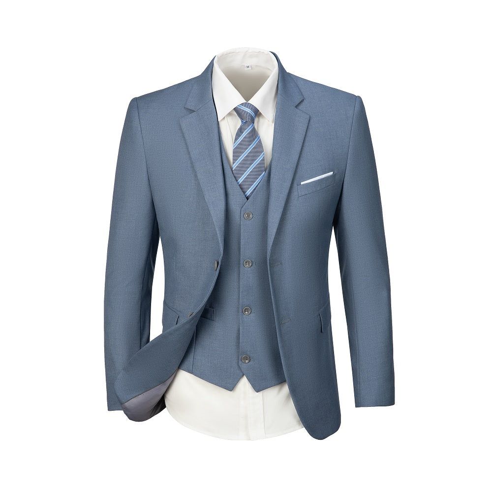 Denim Blue Two Button Wedding 3 Pieces Slim Fit Men Suits Yuanlu