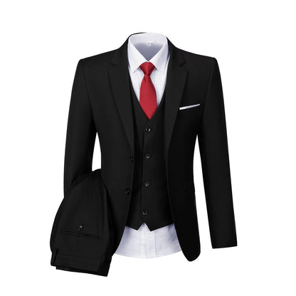 Black Two Button Wedding 3 Pieces Slim Fit Men Suits Yuanlu