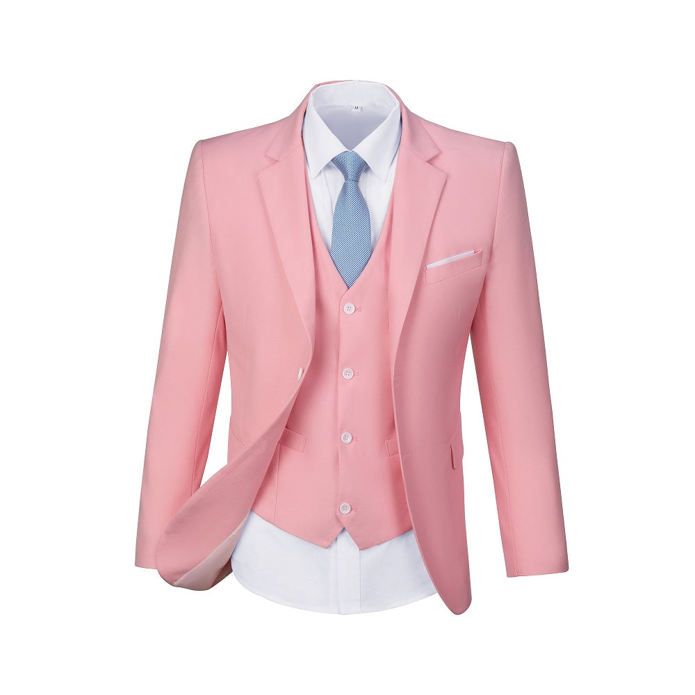 Pink Two Button Wedding 3 Pieces Slim Fit Men Suits Yuanlu