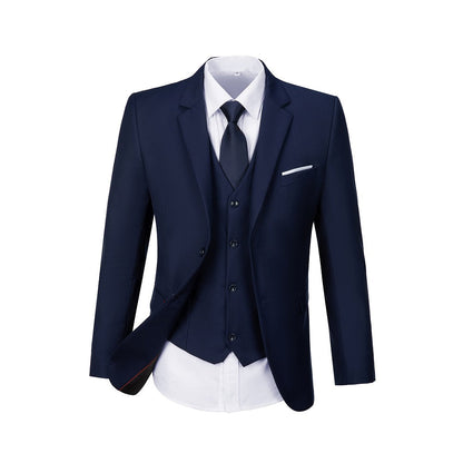 Navy Two Button Wedding 3 Pieces Slim Fit Men Suits Yuanlu