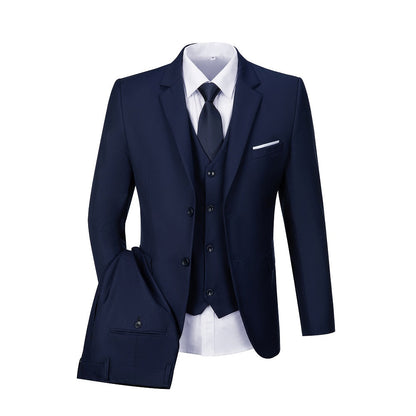 Navy Two Button Wedding 3 Pieces Slim Fit Men Suits Yuanlu