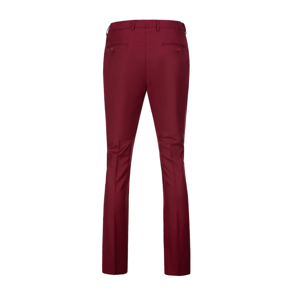 Burgundy Men's Pants for Party, Wedding and Business Yuanlu