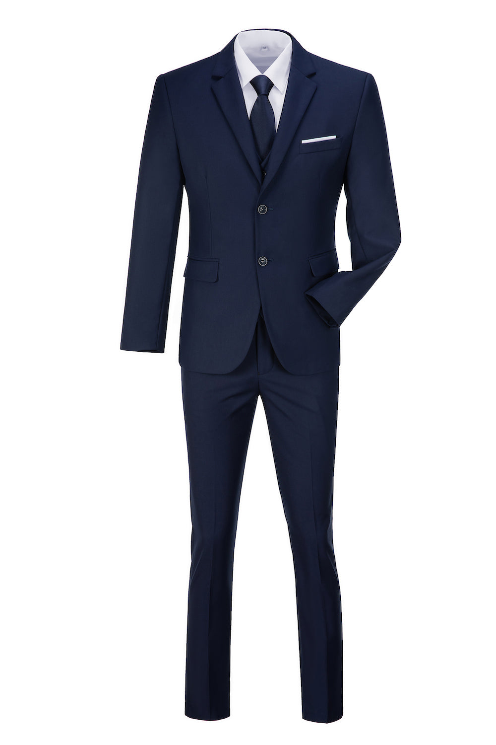 Navy Two Button Wedding 3 Pieces Slim Fit Men Suits Yuanlu