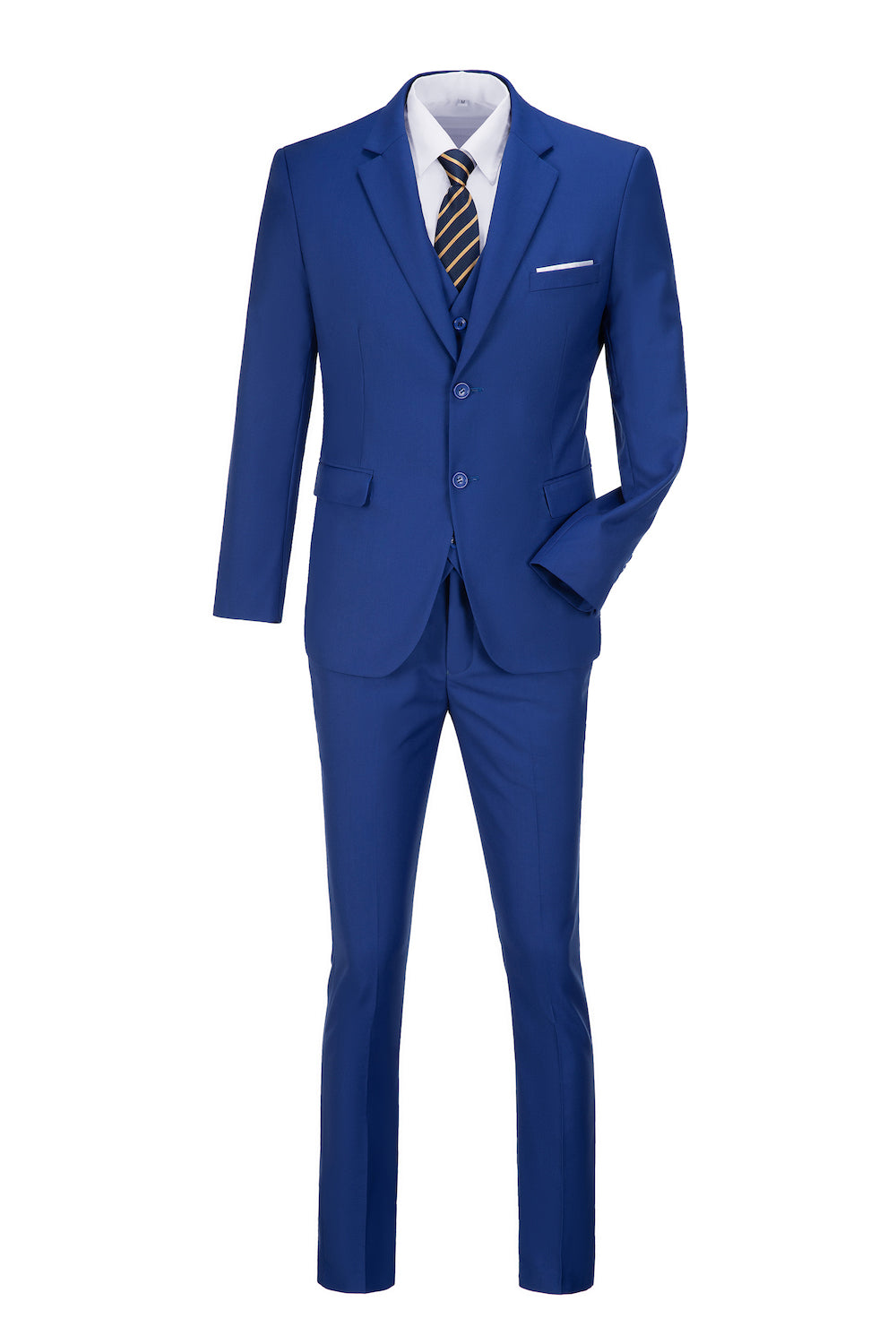 Royal Blue Two Button Wedding 3 Pieces Slim Fit Men Suits Yuanlu