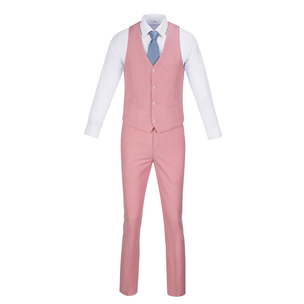 Pink Two Button Wedding 3 Pieces Slim Fit Men Suits Yuanlu