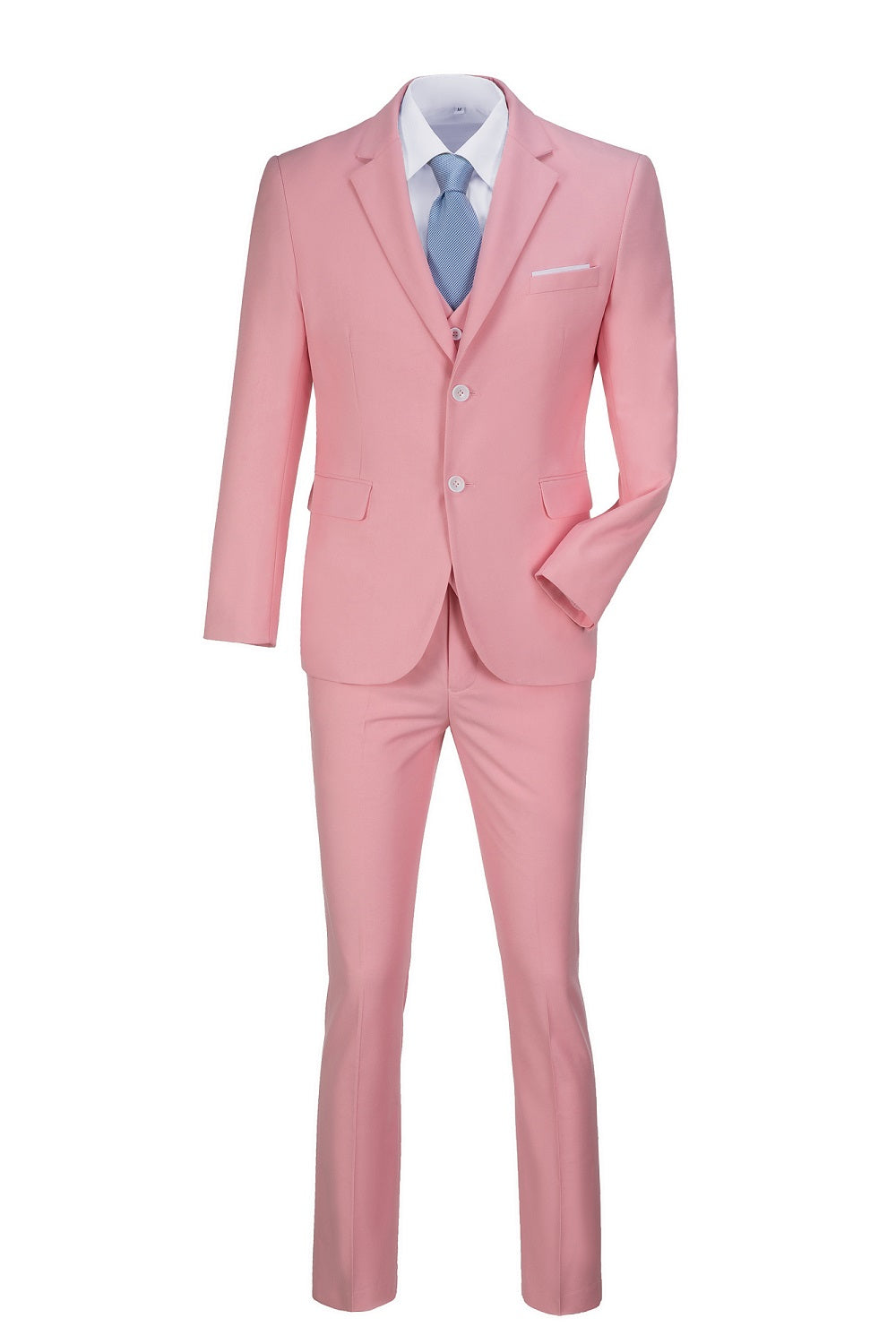 Pink Two Button Wedding 3 Pieces Slim Fit Men Suits Yuanlu