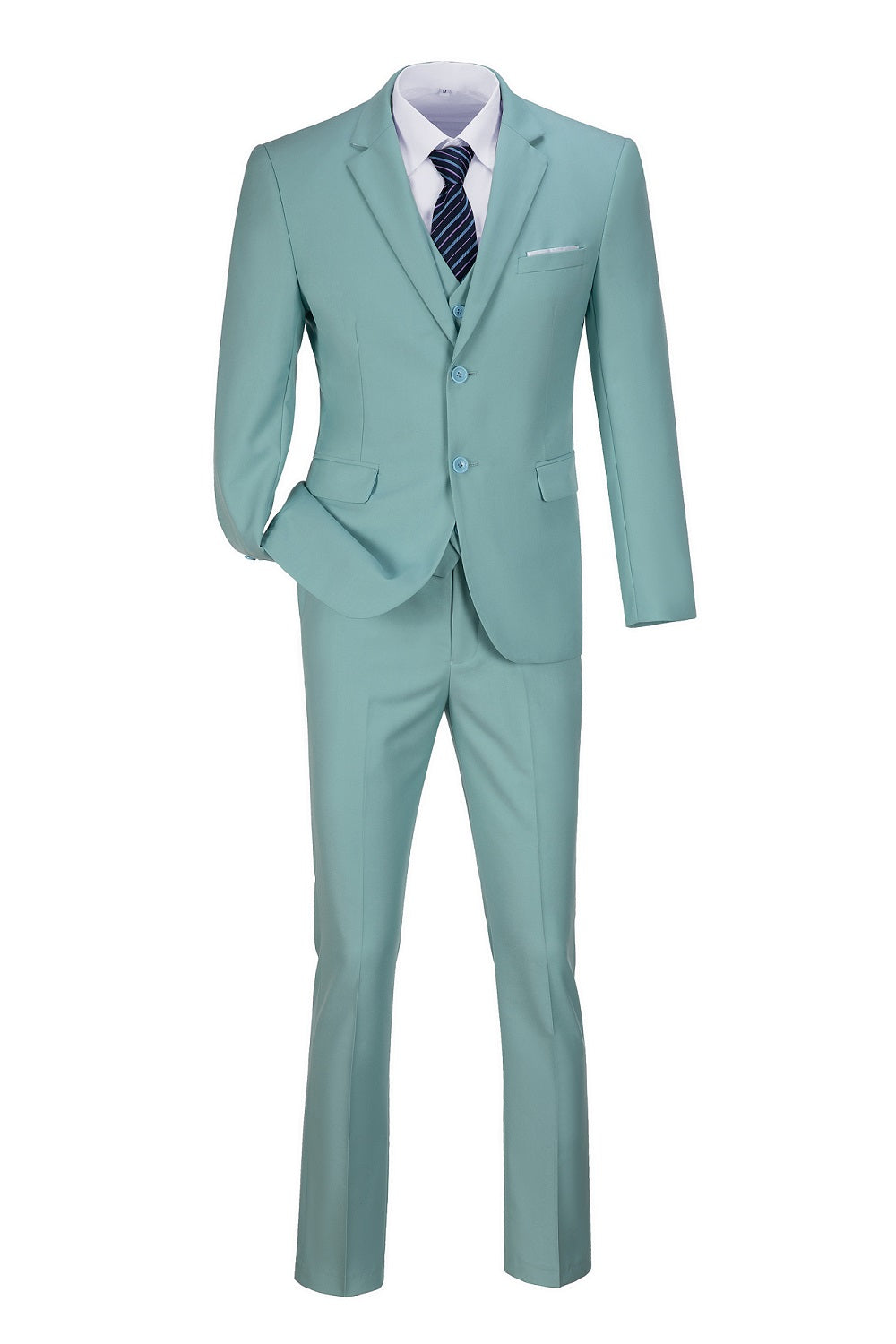 Mint Green Two Button Wedding 3 Pieces Slim Fit Men Suits Yuanlu