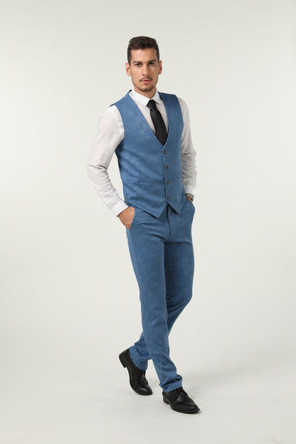 New Arrival Blue Unique Patterned Party Banquet 3 Piece Men Suits Yuanlu