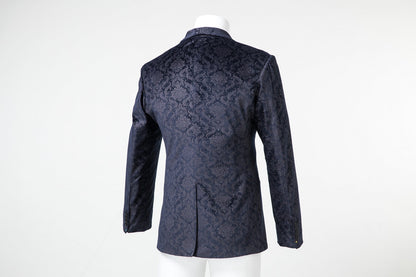 New Arrival Unique Party Banquet 3 Piece Navy Patterned Men Suits Yuanlu