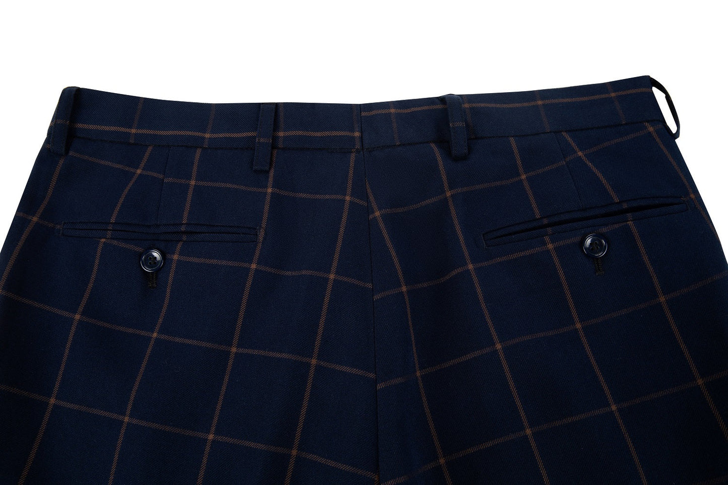 Blue Men's Pants for Party, Wedding and Business ( Orange Plaid ) Yuanlu