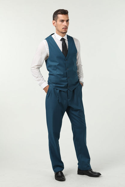 Lake Blue Men's Suits 2 Pieces Vest+Pants Set V-Neck Slim Fit Casual Waistcoat Suit Yuanlu