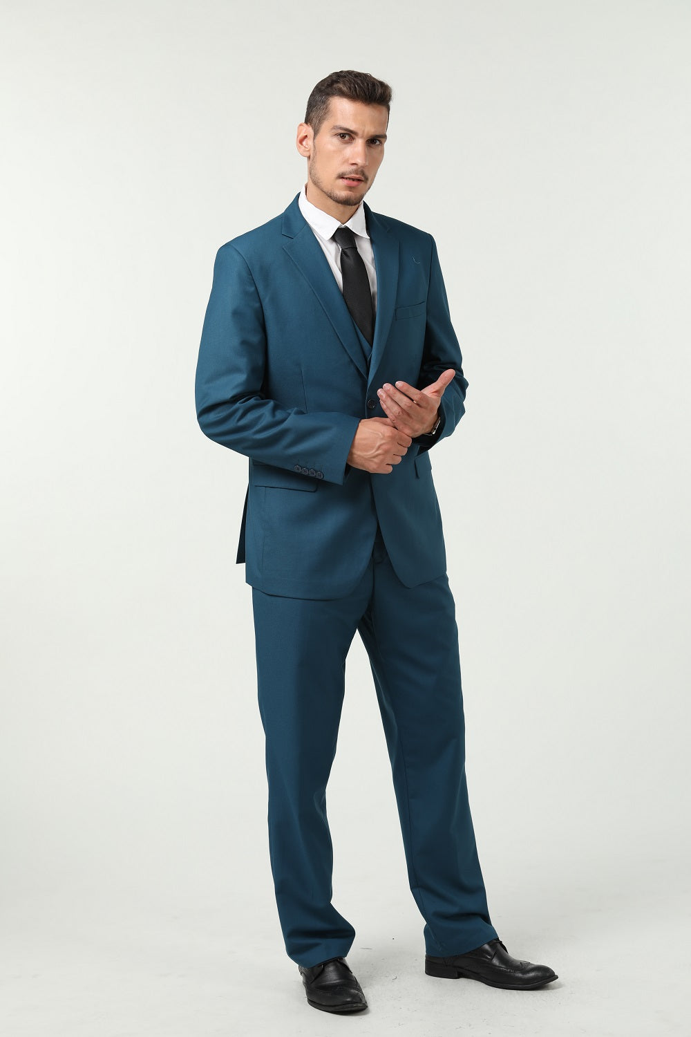 Lake Blue Two Button Wedding 3 Pieces Slim Fit Men Suits Yuanlu