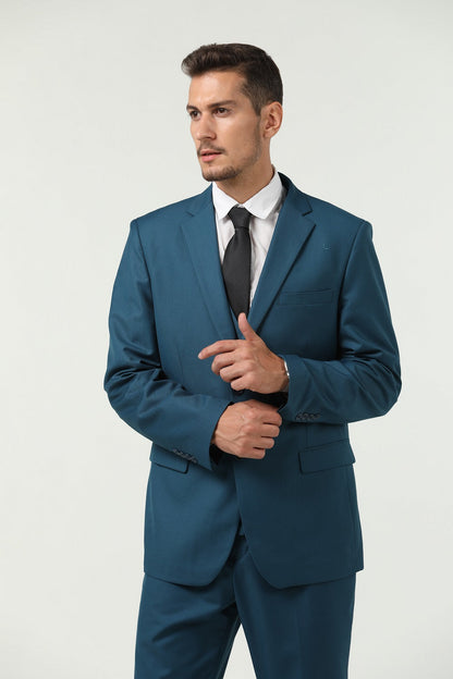 Lake Blue Two Button Wedding 3 Pieces Slim Fit Men Suits Yuanlu