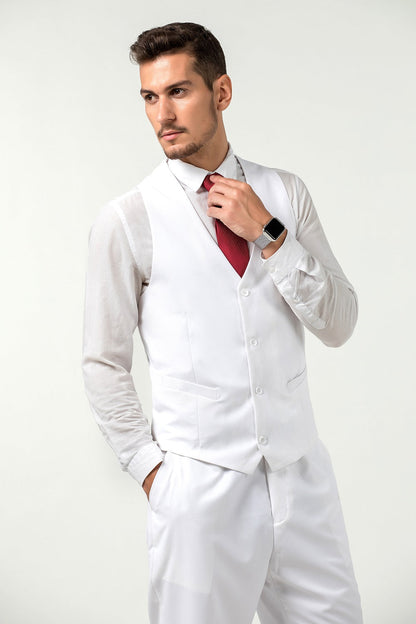 White Two Button Wedding 3 Pieces Slim Fit Men Suits Yuanlu