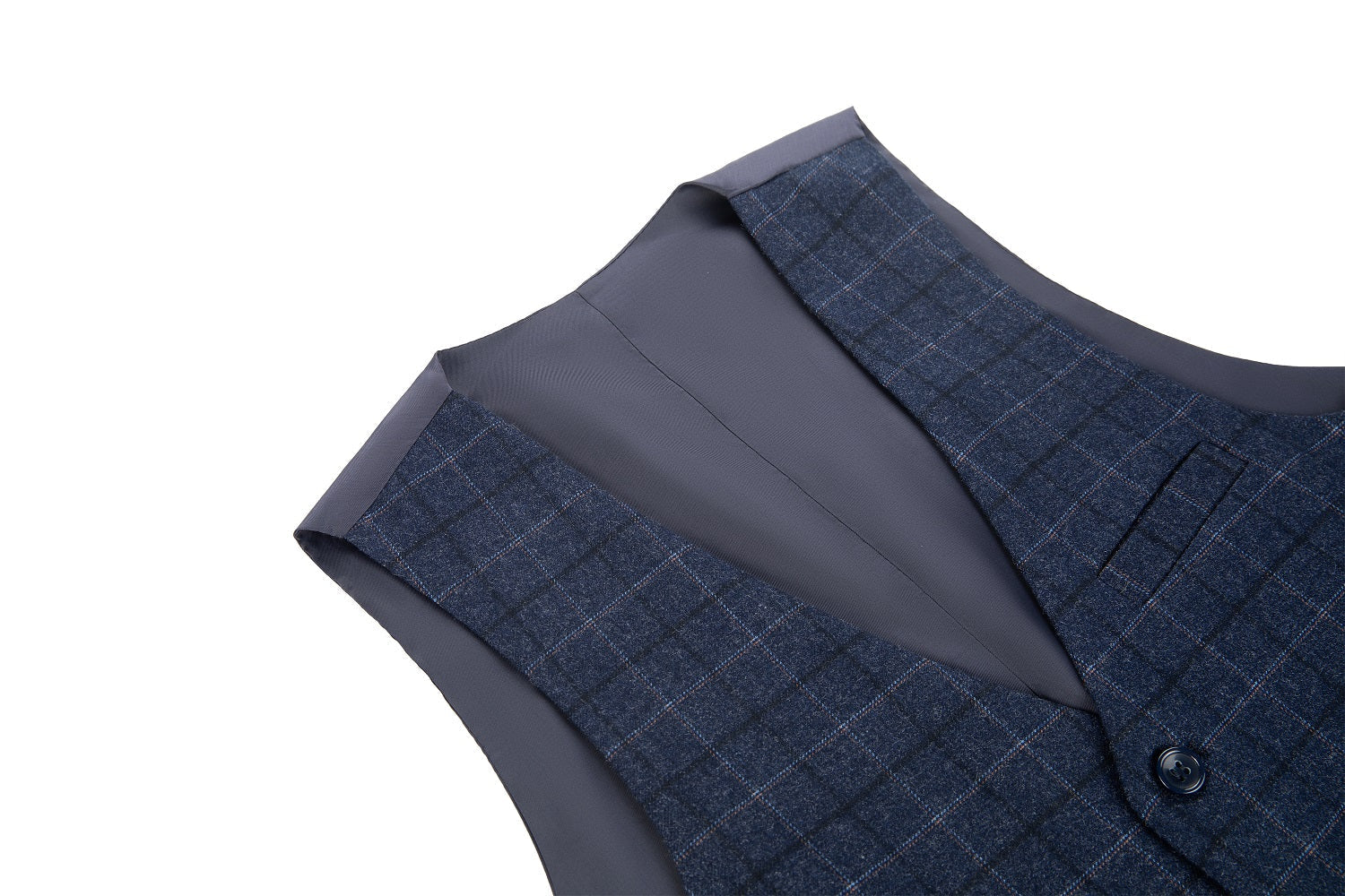 Navy Plaid Men's Vest for Party, Wedding and Business Yuanlu