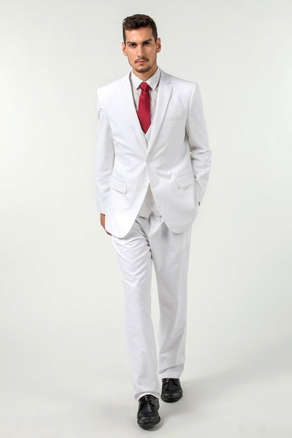 White Two Button Wedding 3 Pieces Slim Fit Men Suits Yuanlu