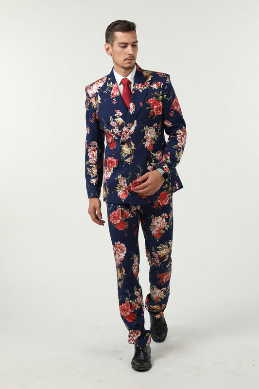 New Arrival Royal Blue Unique Patterned Party Banquet 3 Piece Men Suits Yuanlu