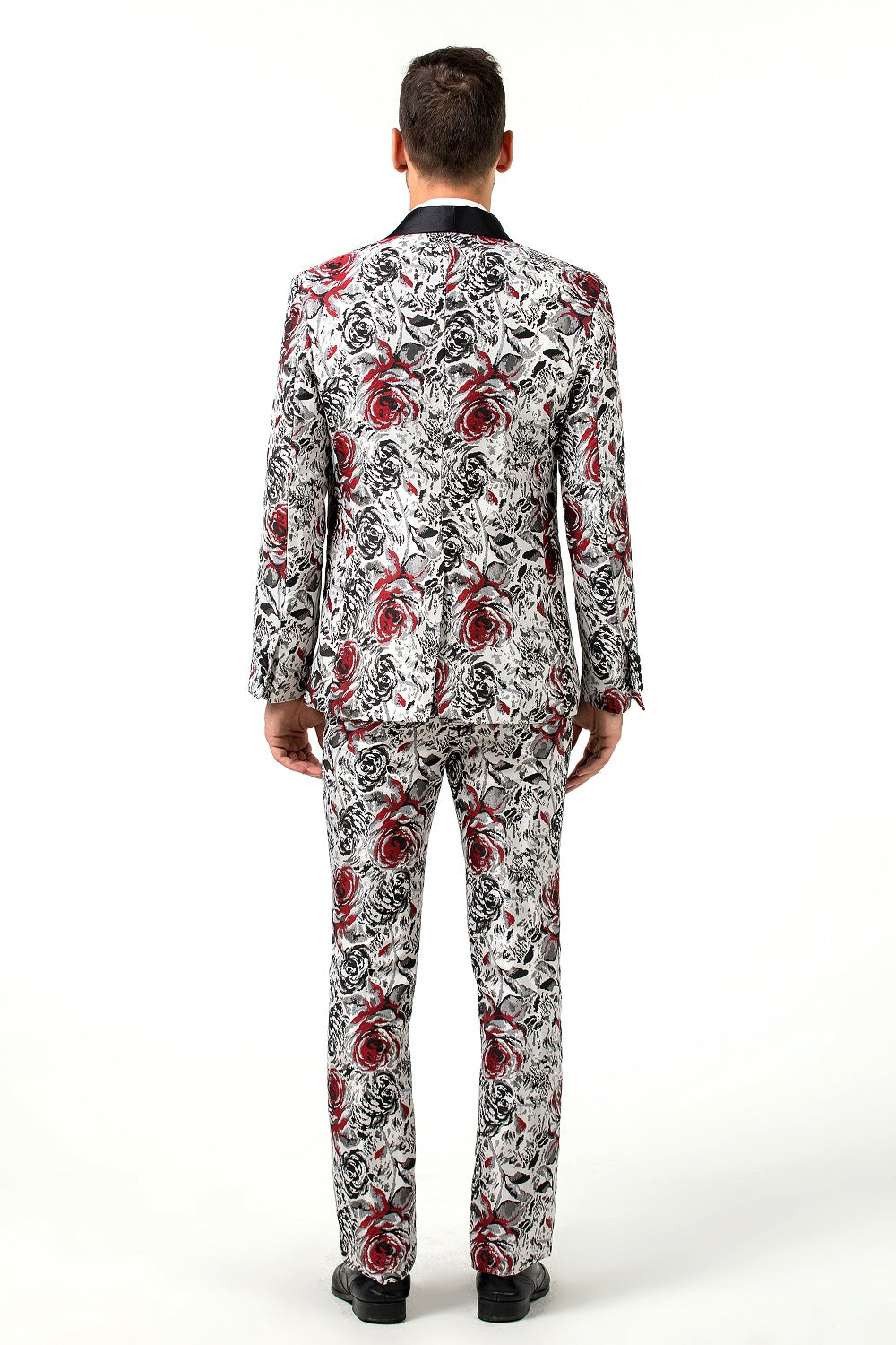 New Arrival White Unique Red Patterned Party Banquet 3 Piece Men Suits Yuanlu