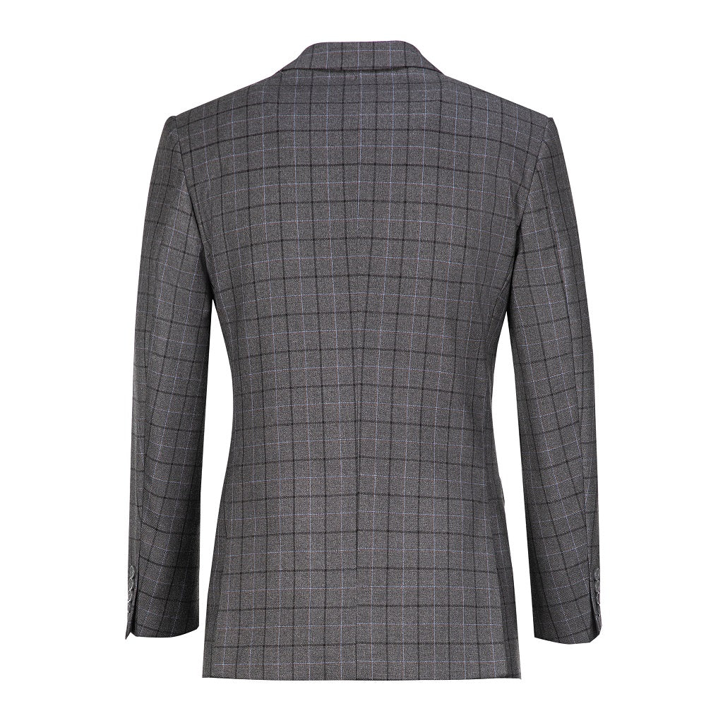 Grey Plaid Men's Blazer Set for Party, Wedding and Business Yuanlu