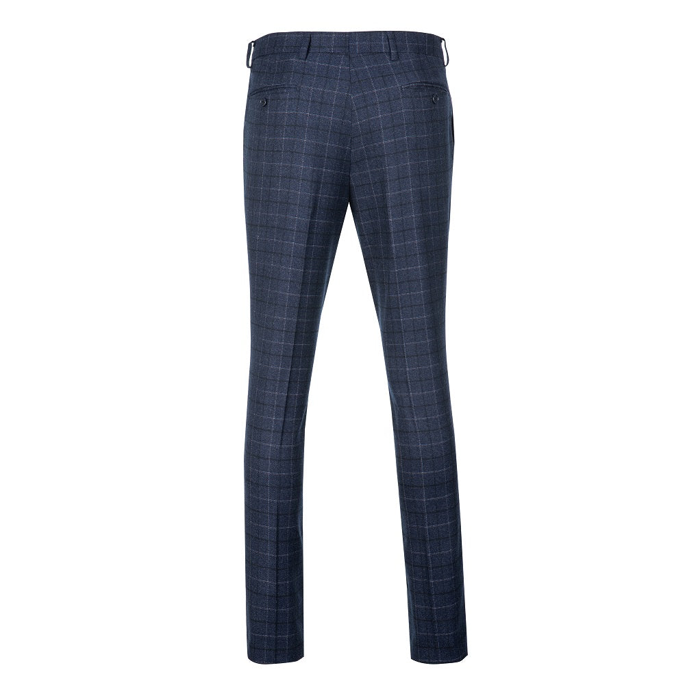 Navy Plaid Men's 3 Piece Set for Party, Wedding and Business Yuanlu