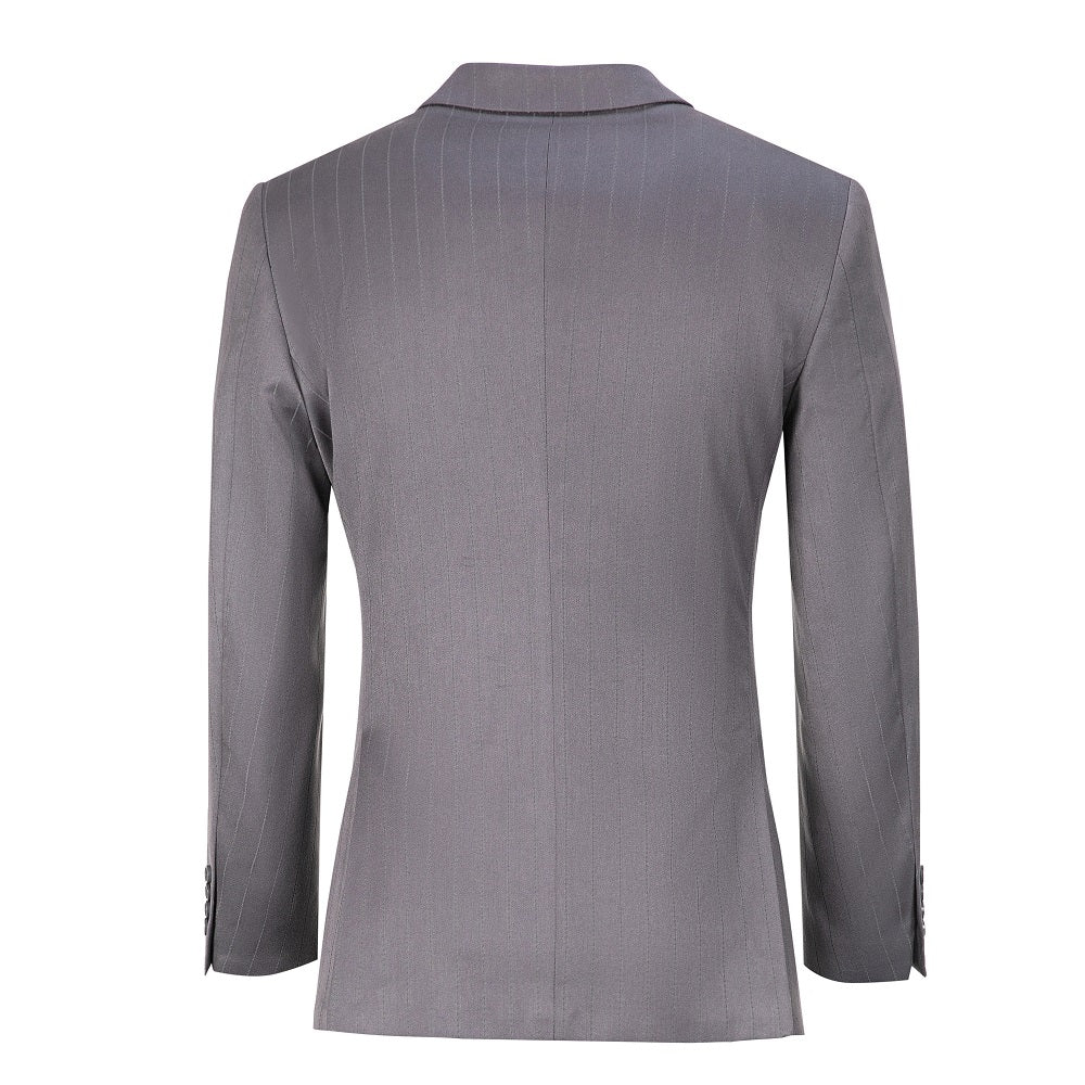 Grey Stripe Men's Double Breasted Blazer for Party, Wedding and Business Yuanlu