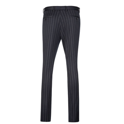 Navy Stripe Men's 3 Piece Set Double Breasted Blazer Vest Pants for Party, Wedding and Business Yuanlu