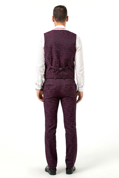 New Arrival Purple Unique Patterned Party Banquet 3 Piece Men Suits Yuanlu