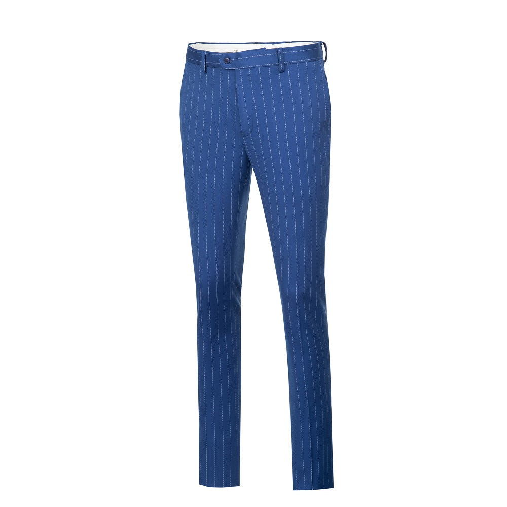 Royal Blue Stripe Men's Pants for Party, Wedding and Business Yuanlu