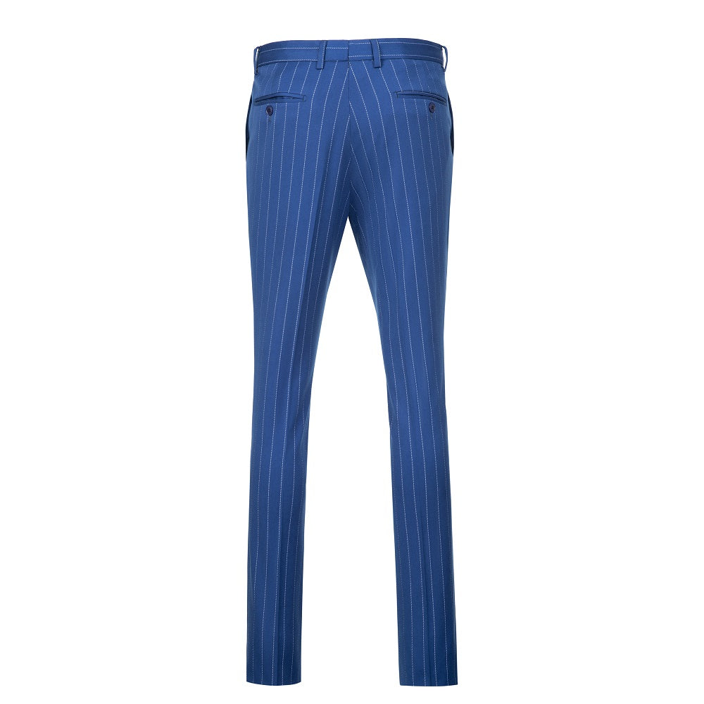 Royal Blue Stripe Men's Pants for Party, Wedding and Business Yuanlu