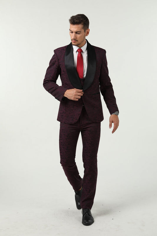 New Arrival Purple Unique Patterned Party Banquet 3 Piece Men Suits Yuanlu