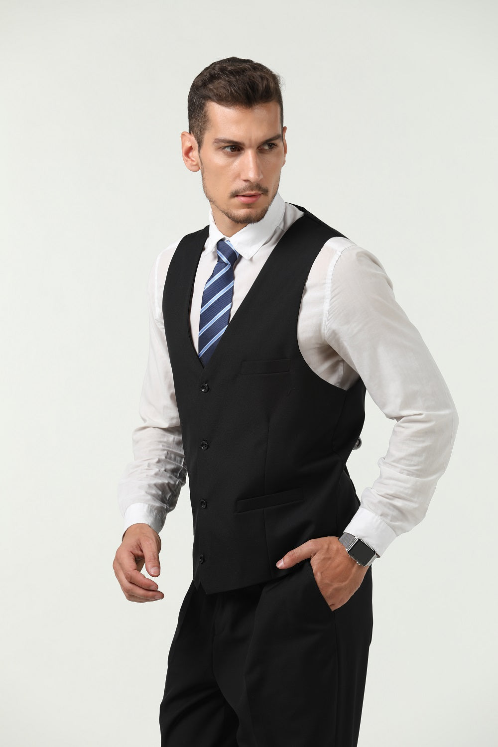 Black Two Button Wedding 3 Pieces Slim Fit Men Suits Yuanlu