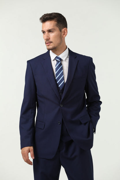 Navy Two Button Wedding 3 Pieces Slim Fit Men Suits Yuanlu