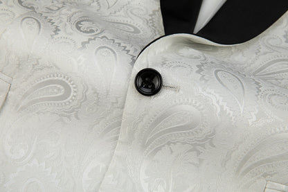 White Unique Patterned Men's Blazer for Party, Wedding and Business Yuanlu