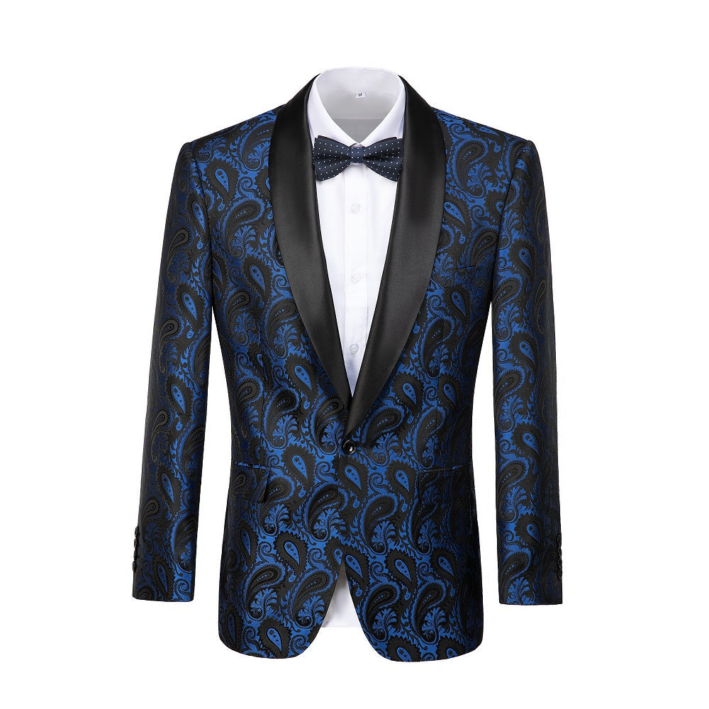 Royal Blue Unique Patterned Men's Blazer for Party, Wedding and Business Yuanlu