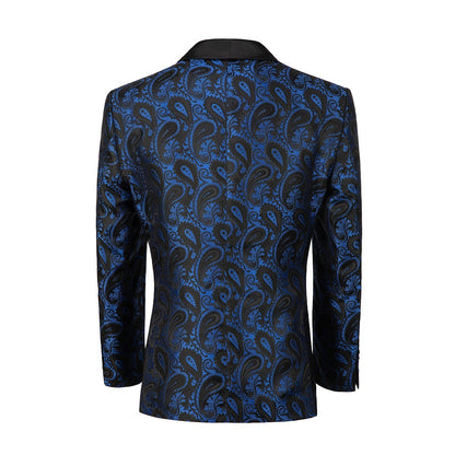 Royal Blue Unique Patterned Men's Blazer for Party, Wedding and Business Yuanlu