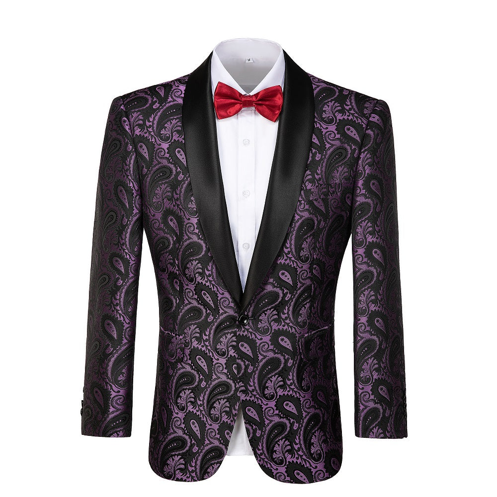 Purple Unique Patterned Men's Blazer for Party, Wedding and Business Yuanlu