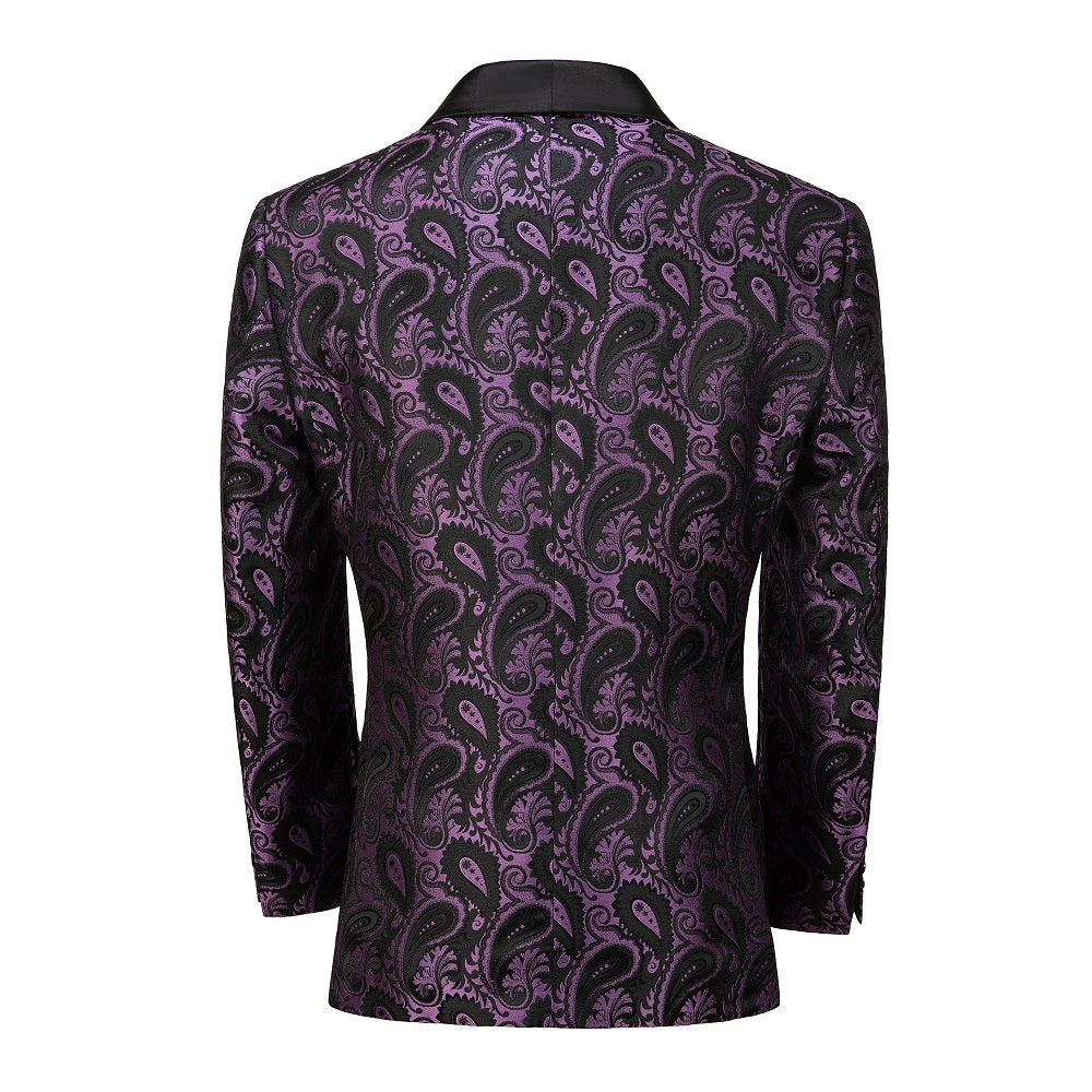 Purple Unique Patterned Men's Blazer for Party, Wedding and Business Yuanlu