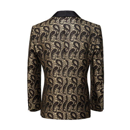 Golden Unique Patterned Men's Blazer for Party, Wedding and Business Yuanlu