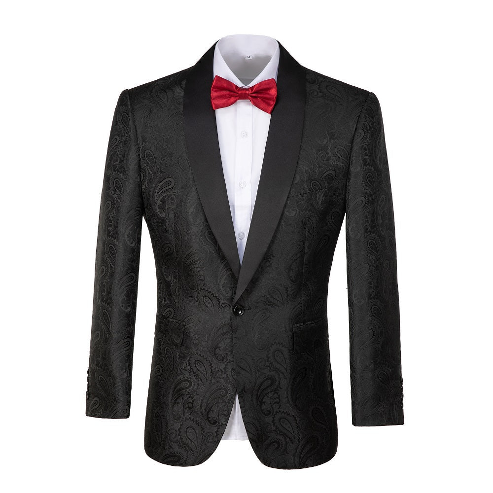 Black Unique Patterned Men's Blazer for Party, Wedding and Business Yuanlu